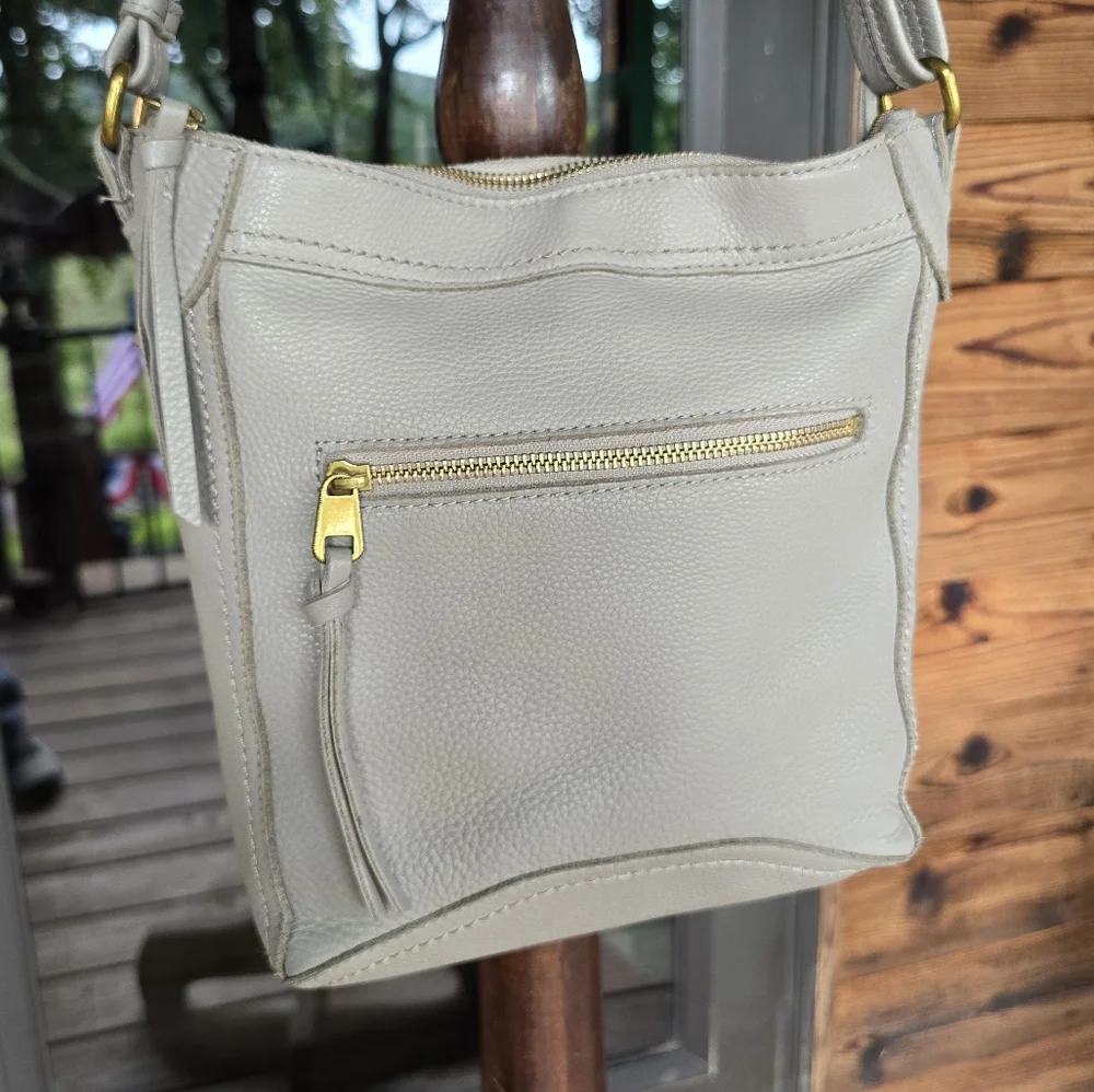 The Sak Collective Tahoe Leather Crossbody Gray Shoulder Bag - Picture 9 of 14